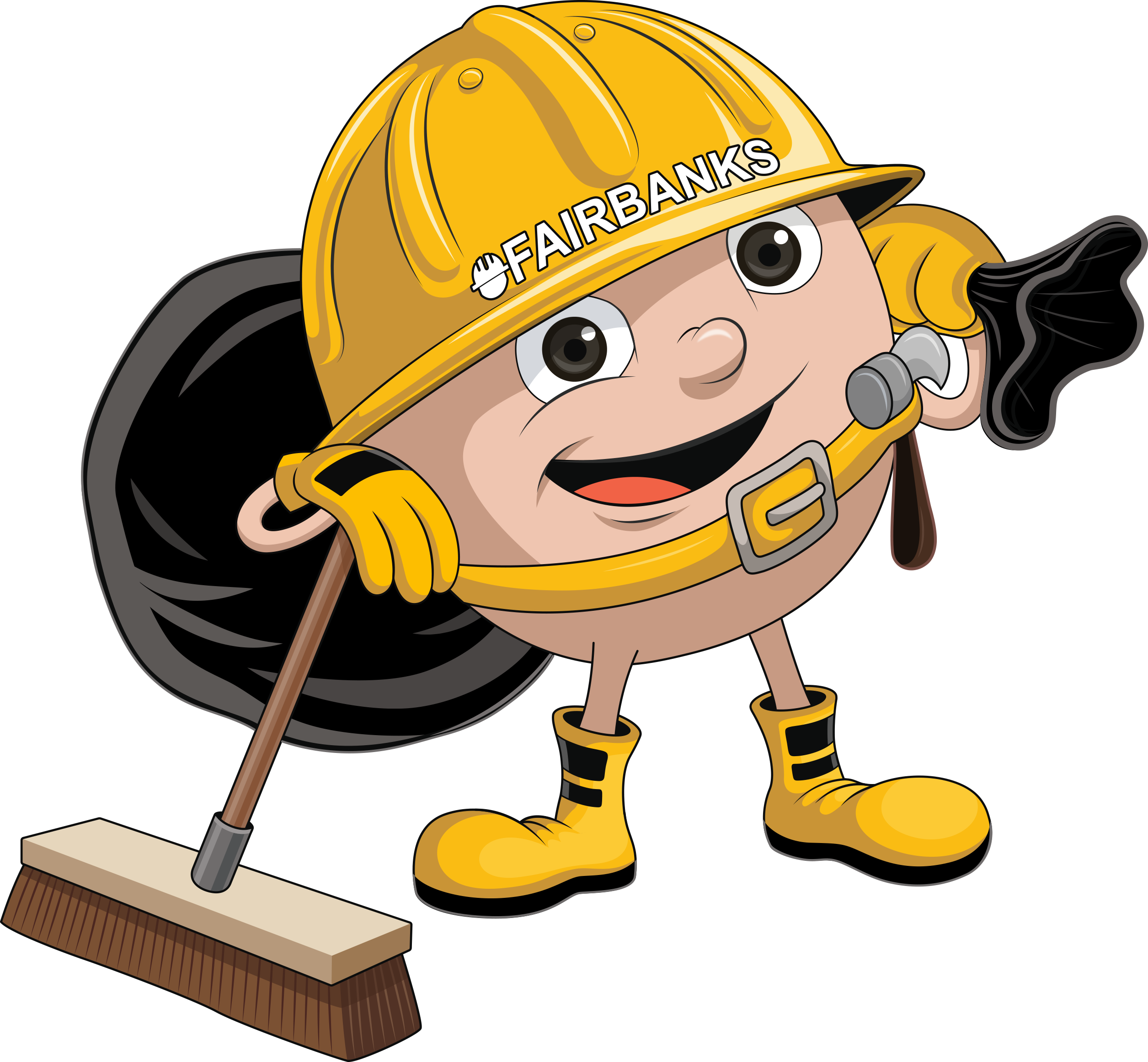 Construction Clean Up Contractor Insurance Mascot